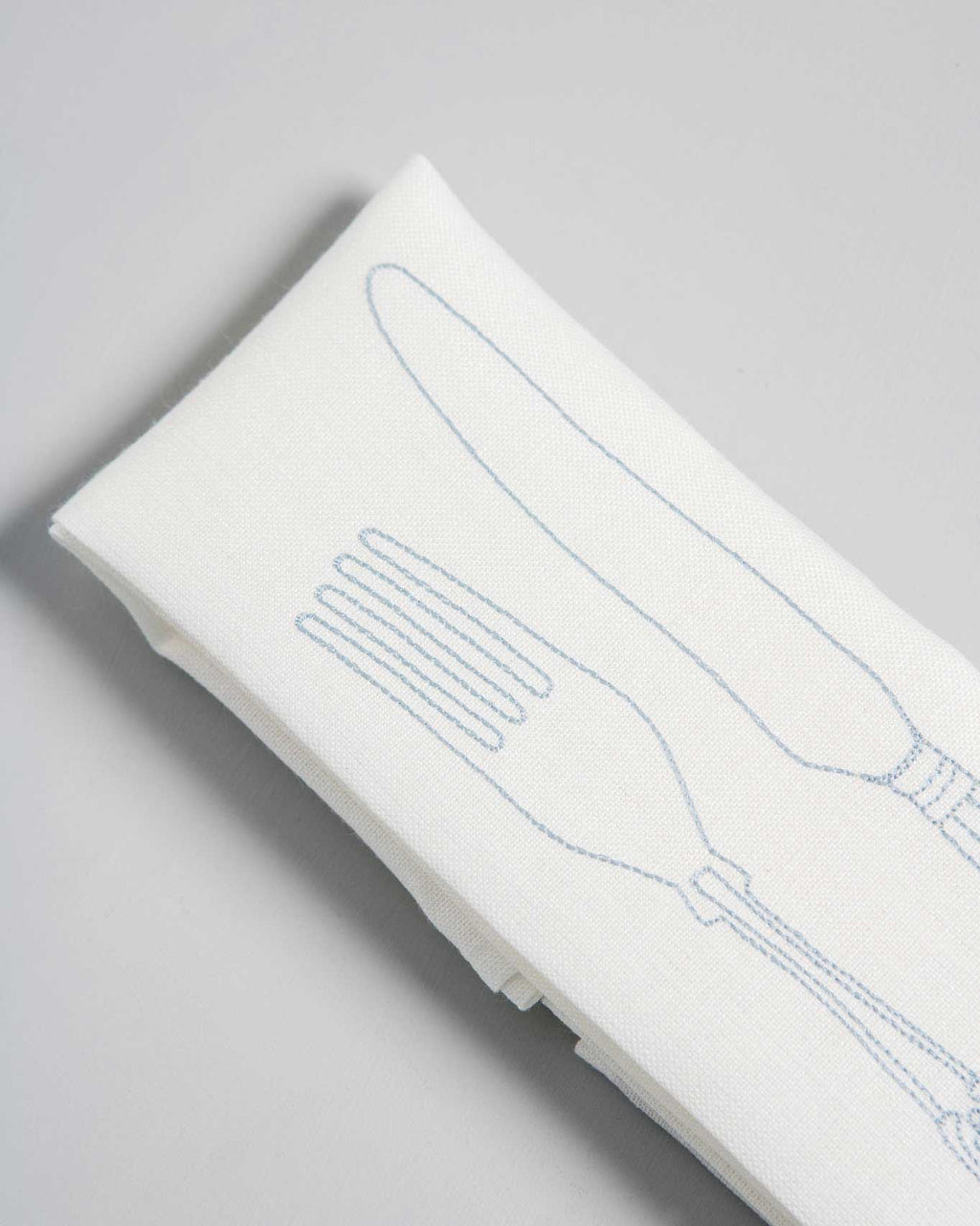 'Silver Service' Embroidered Irish Linen napkins with powder blue embroidery
