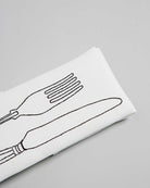 Irish linen napkins with black cutlery embroidery 
