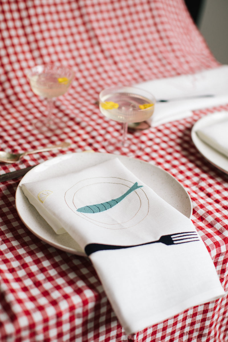 Limited Edition Red Check Irish Linen Table Cloth