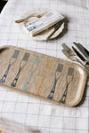 'Forks' Embroidered Irish Linen Tray