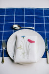 Wedding Gift bundle, Irish Linen Windowpane Check Table Cloth & Napkins in Cobalt blue