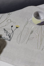 'Herbarium' Embroidered Irish Linen Table Runner, Natural
