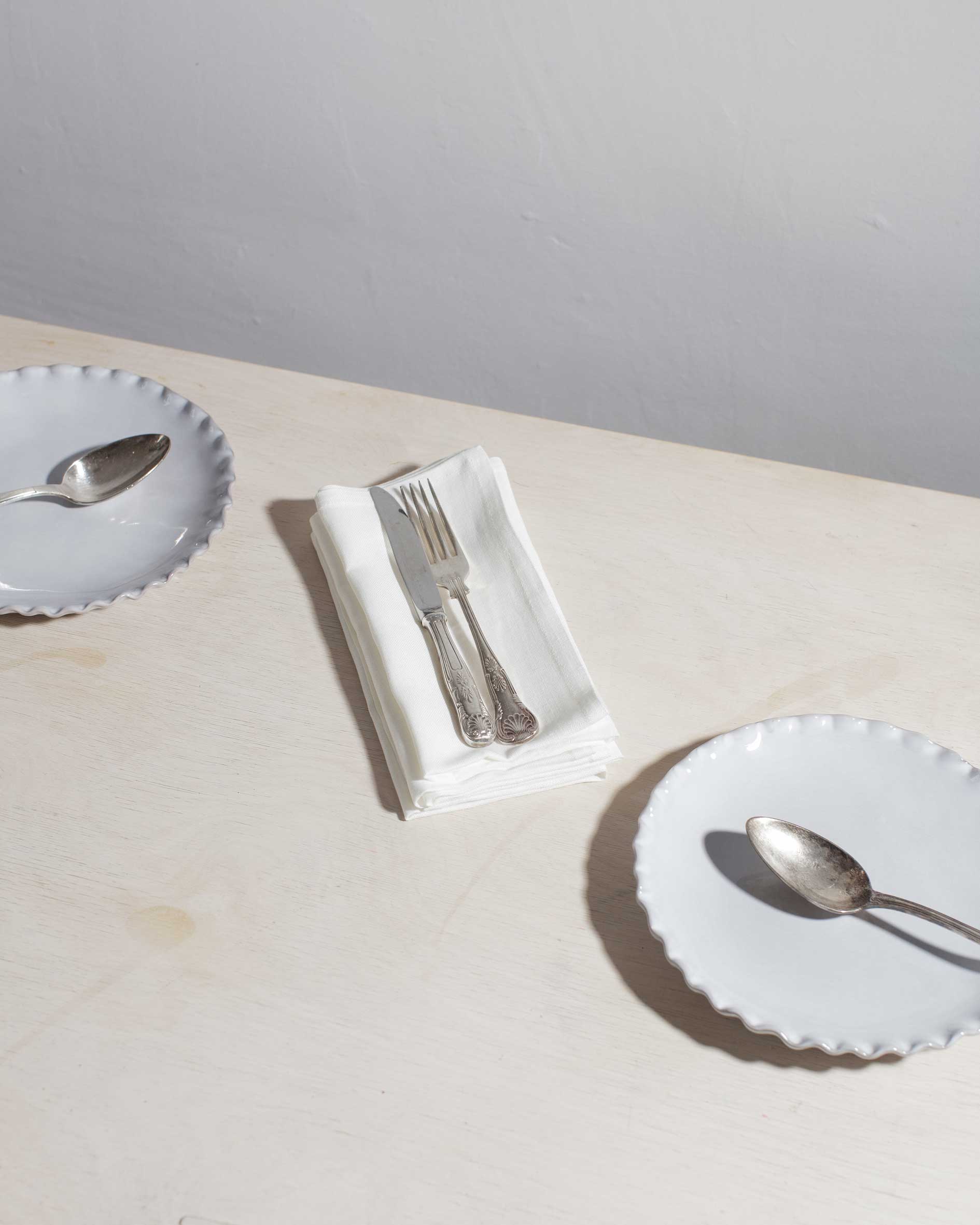 Plain irish linen napkin in ivory