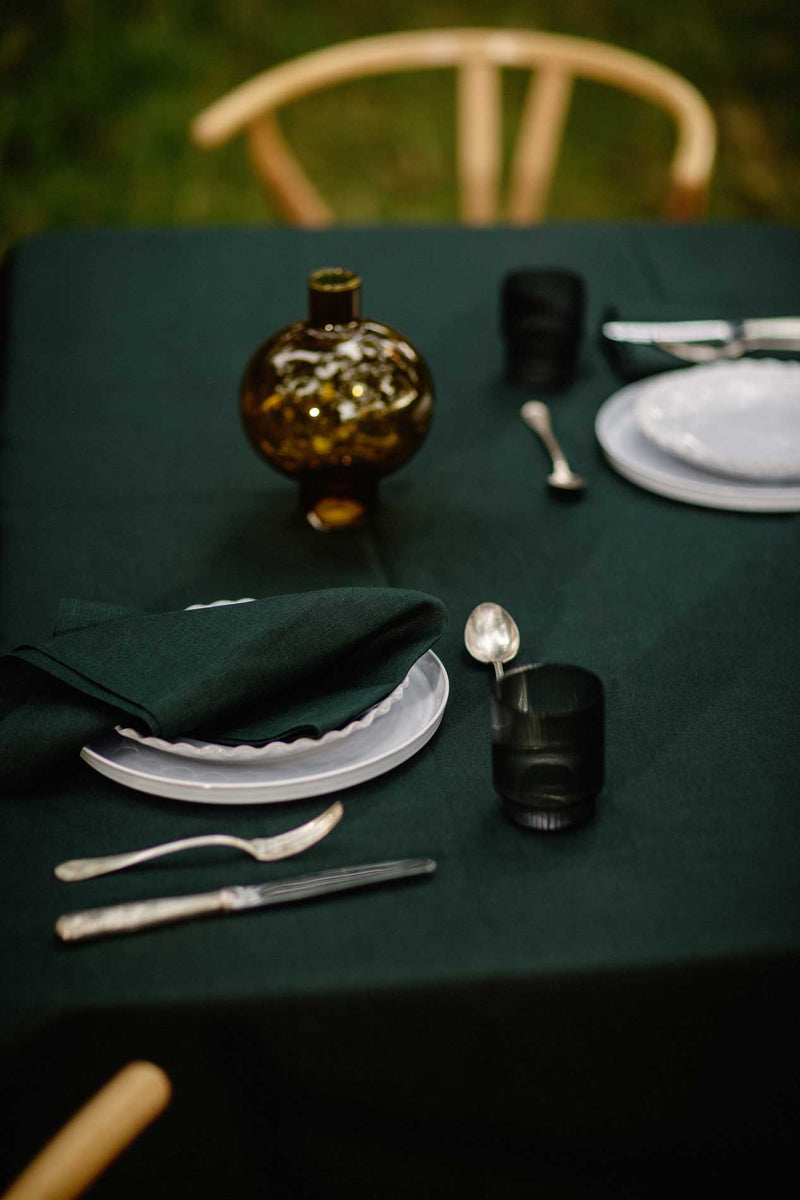 Irish Linen Table Cloth in Forest Green