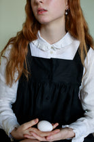 White irish linen shirt blouse with frill detailing on collar and cuffs 