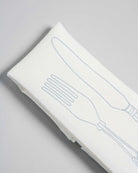 Powder blue cutlery embroidery on Irish linen napkin 