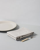 Natural irish linen napkins with ivory wildflower embroidery 