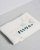 Irish linen napkin with embroidered Irish wildflowers 