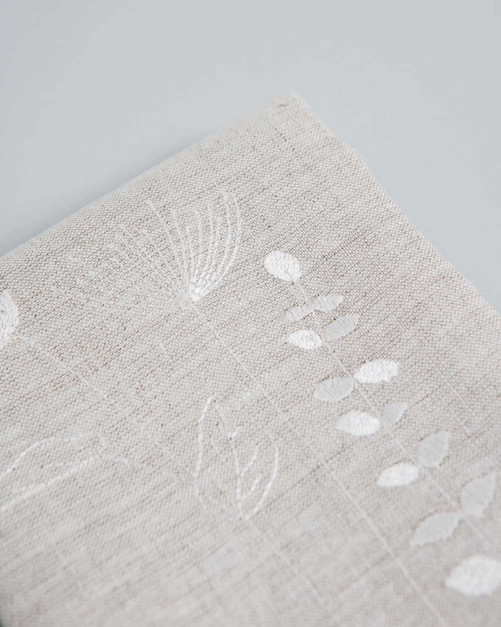 Wildflower embroidery on natural Irish linen napkins 