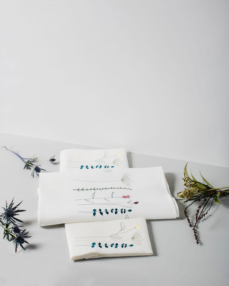 Gift Set 'Irish Wildflower' Irish Linen Personalised Table Runner & Napkins Earth