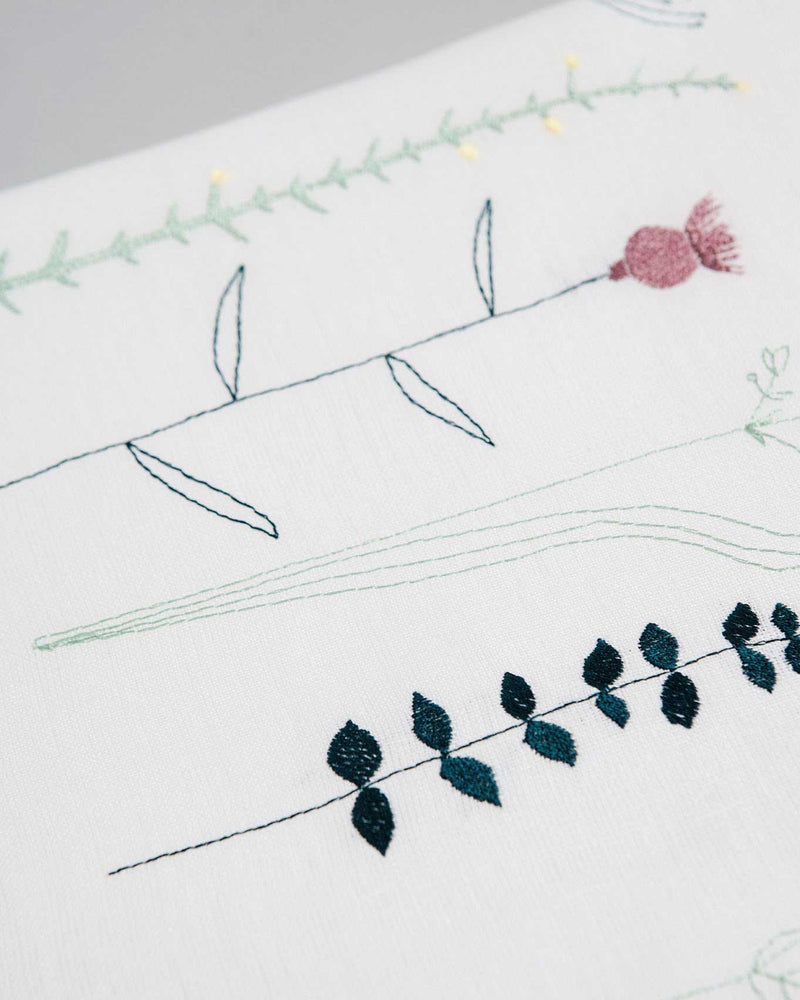 'Irish Wildflower' Embroidered Irish Linen Table Runner spring