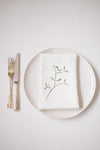 Mistletoe embroidered Irish Linen napkins, ivory