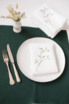 Mistletoe embroidered Irish Linen napkins, ivory