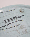 'Irish Wildflower' Embroidered Irish Linen Tray Blue 31cm